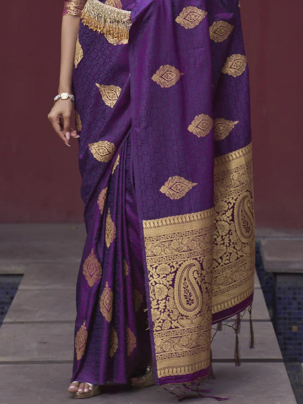 Satin Silk Banarasi Saree for Women
