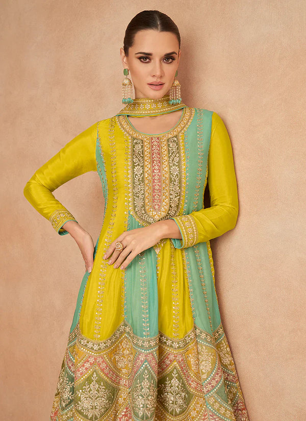 Real Chinon Embroidered Zari Work Suit