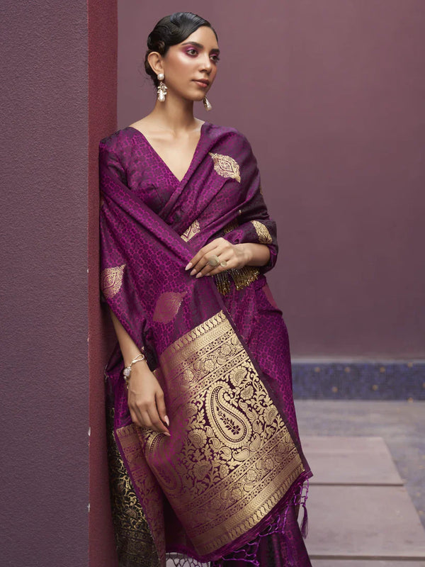 Satin Silk Banarasi Saree for Women