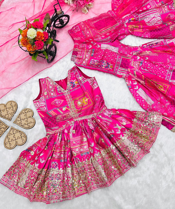 Kid's Heavy Sequin Embroidered Set with Digital Print