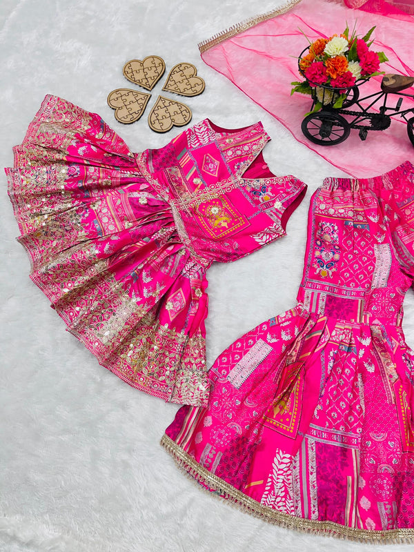 Kid's Heavy Sequin Embroidered Set with Digital Print