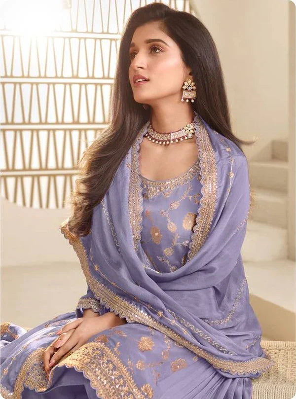 Luxury Jacquard Silk Plazo Set with Dupatta