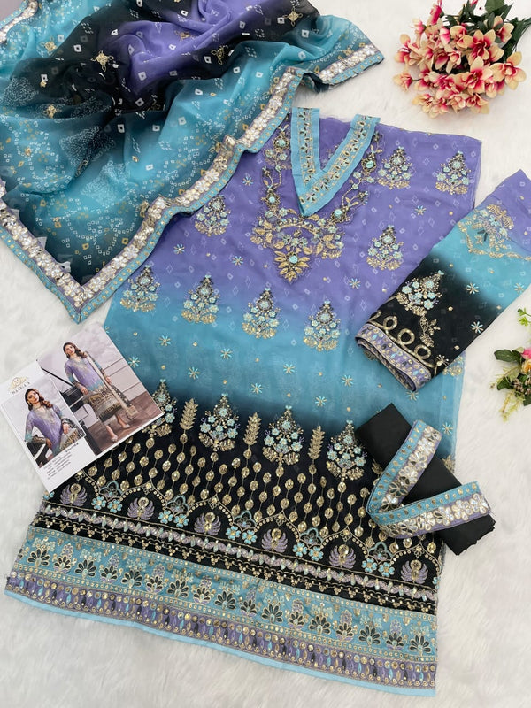 Georgette Traditional Wear Embroidery Work Suit