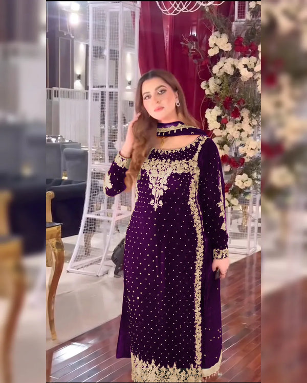 Premium Party Wear Viscose Velvet Designer Dress