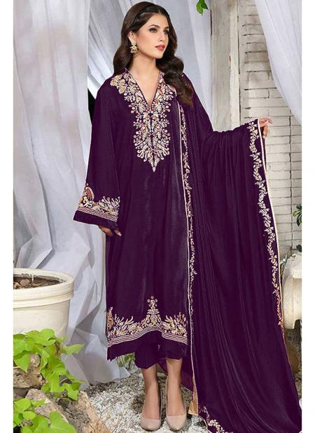Pure Viscose Velvet Embroidery Work Suit