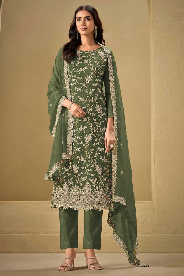 Chinon Embroidered Straight Cut Trouser Suit