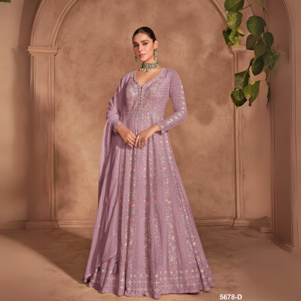 Sophisticated Chinon Suit with Sequence Work