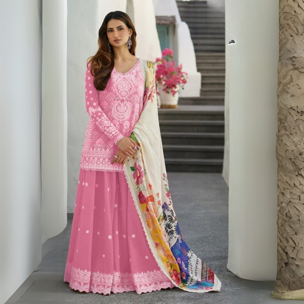 Festive Embroidered Rayon Ensemble