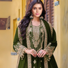Velvet Elegance: Embroidered Codding Sequence Suit with Mirror Work