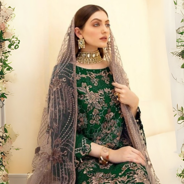 Regal Elegance: Embroidered Georgette Suit with Zarkan Sequence Work