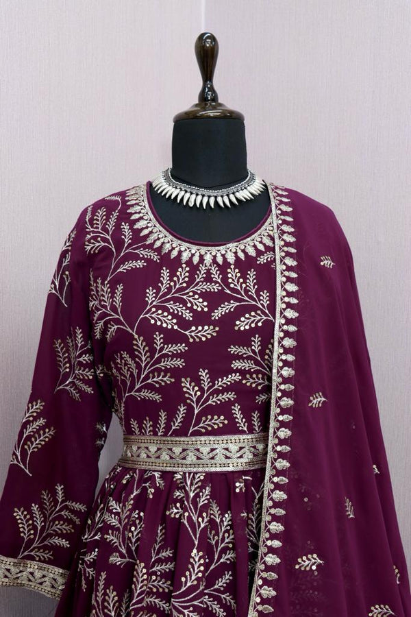 Sequins Work Embroidered PrussianAnarkali Suit