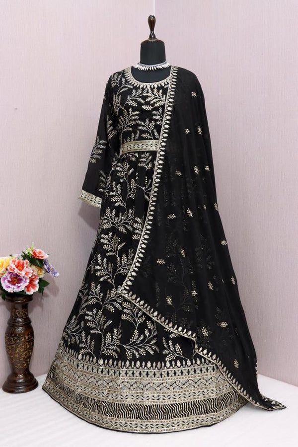 Sequins Work Embroidered PrussianAnarkali Suit