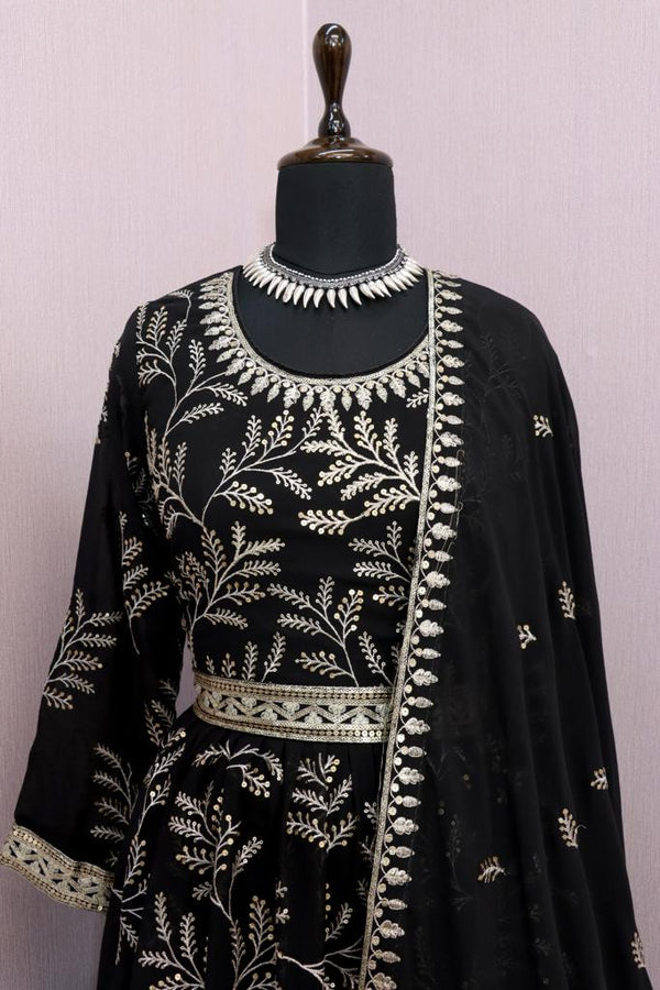 Sequins Work Embroidered PrussianAnarkali Suit