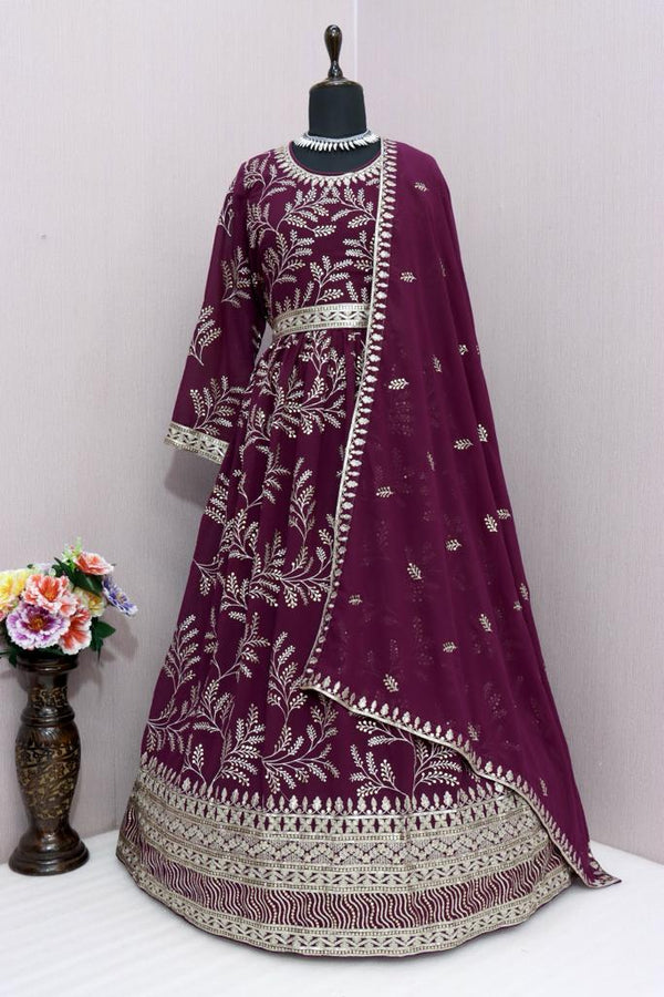 Sequins Work Embroidered PrussianAnarkali Suit
