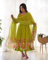 Floral Organza Anarkali With Dupatta And Pant