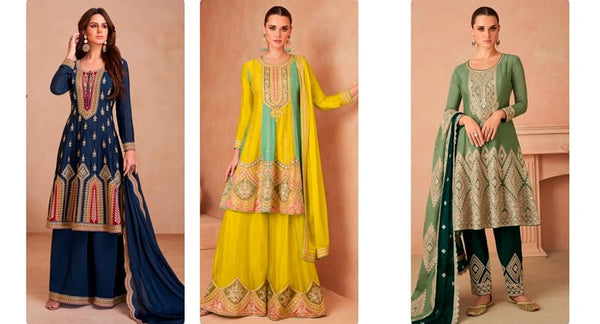 Real Chinon Embroidered Zari Work Suit