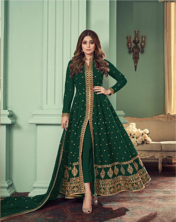 Georgette Designer Anarkali Dress With Zari Work