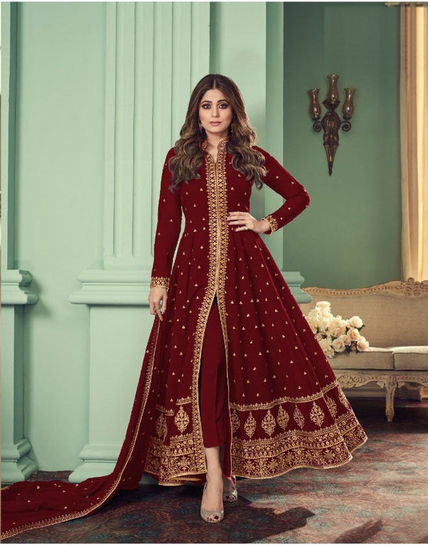 Georgette Designer Anarkali Dress With Zari Work
