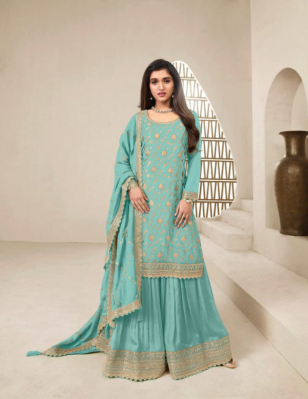 Luxury Jacquard Silk Plazo Set with Dupatta
