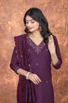 Embroidered Roman Silk Kurta Set