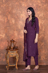 Embroidered Roman Silk Kurta Set