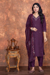 Embroidered Roman Silk Kurta Set