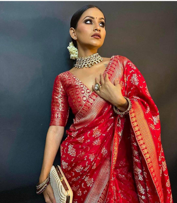 Lichi Silk Jacquard Work Pallu Saree