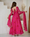 Pure Soft Chiffon Bandhej Anarkali Gown Set
