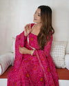 Pure Soft Chiffon Bandhej Anarkali Gown Set