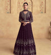 Embroidered Chinnon Silk Wedding Style Dori Work Gown