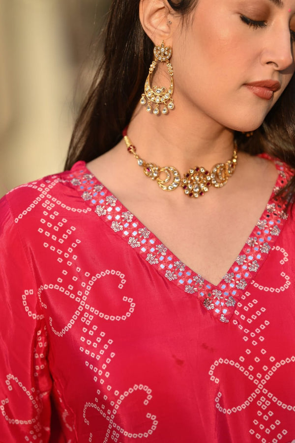 Soft Chinon Silk Sequence Embroidered Suit