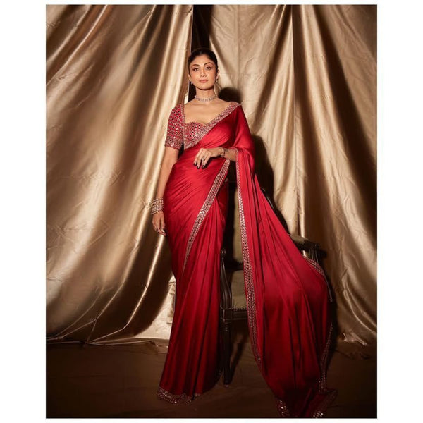 Shilpa Shetty Kundara Mirror Work Rangoli Silk Saree