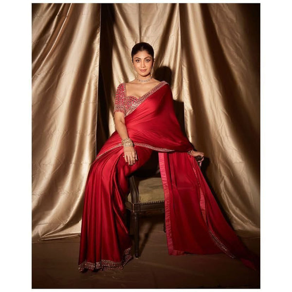 Shilpa Shetty Kundara Mirror Work Rangoli Silk Saree