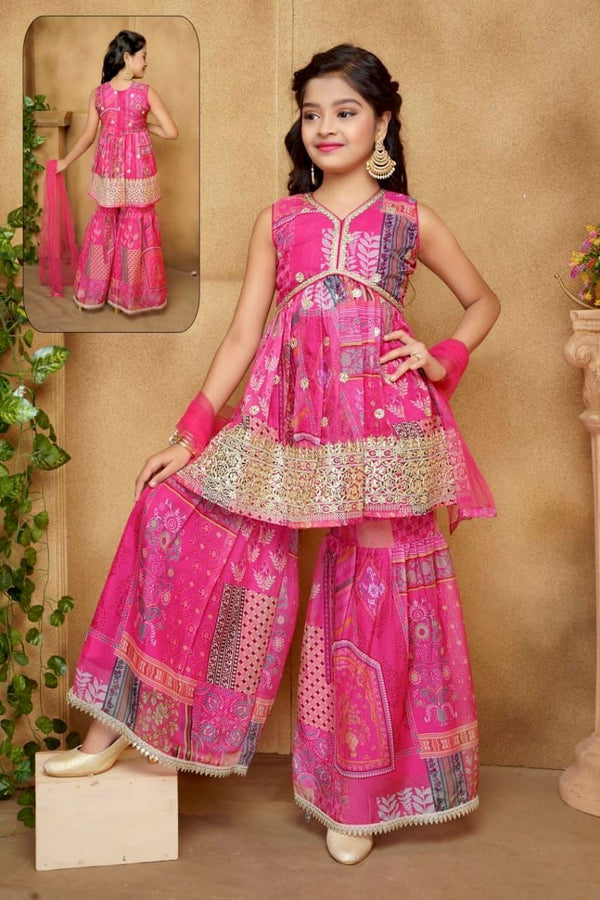 Kid's Heavy Sequin Embroidered Set with Digital Print
