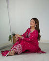 Elegant Pink Pure Blooming Vichitra Silk Kurta Set – Ready to Wear