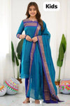 Silk Cotton Kurti and Dupatta Set for Kids