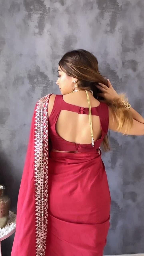 Heavy Vichitra Fabric Party Wear Saree