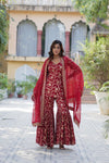 Zari Weaving Jacquard Festival Wear Sharara Suit
