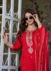 Premium Chanderi Sequin Embroidered Suit