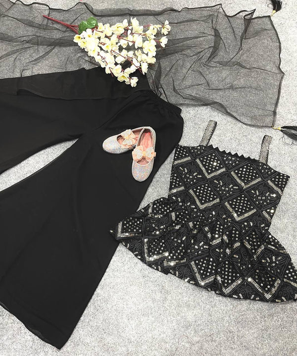 Kid's Heavy Sequin Embroidery Ensemble – Ready to Wear