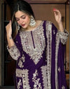 Chinnon with Heavy Embroidery Coding Dori-Sequence work Suit