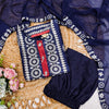Blue Colur Beautiful Neck Hand Work Cotton Lining Suit Set