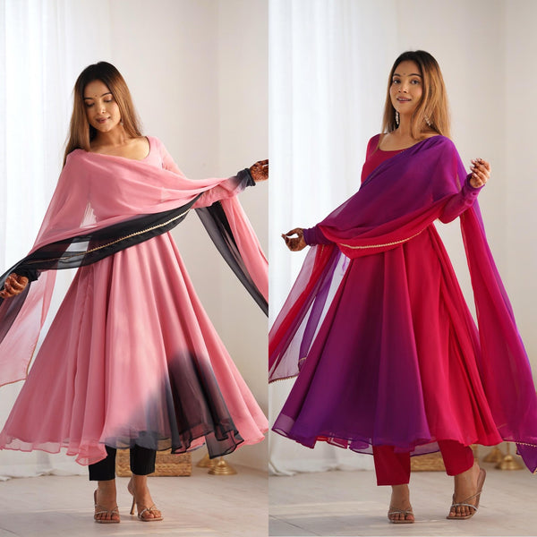 Trendy Colorful Padding Gown Set
