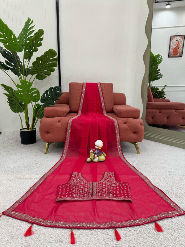 Designer Faux Georgette Saree with Blouse