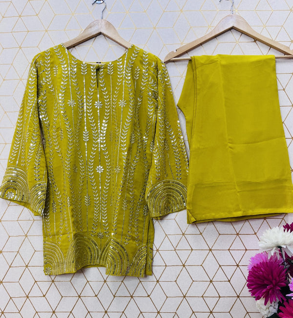 Exquisite Sequence Embroidery Top Plazzo Set with Unparalleled Elegance