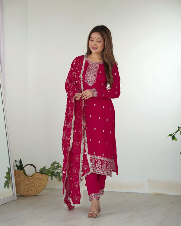 Inaya Bloom β Vichitra Silk Embroidered Set