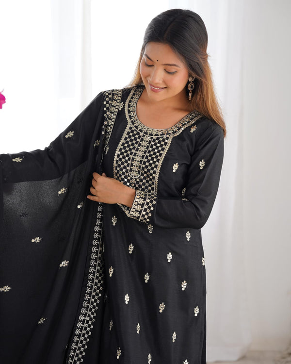 Zari Embroidered with Intricate Sequins Suit