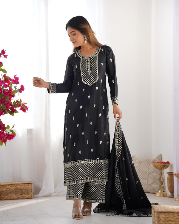 Zari Embroidered with Intricate Sequins Suit