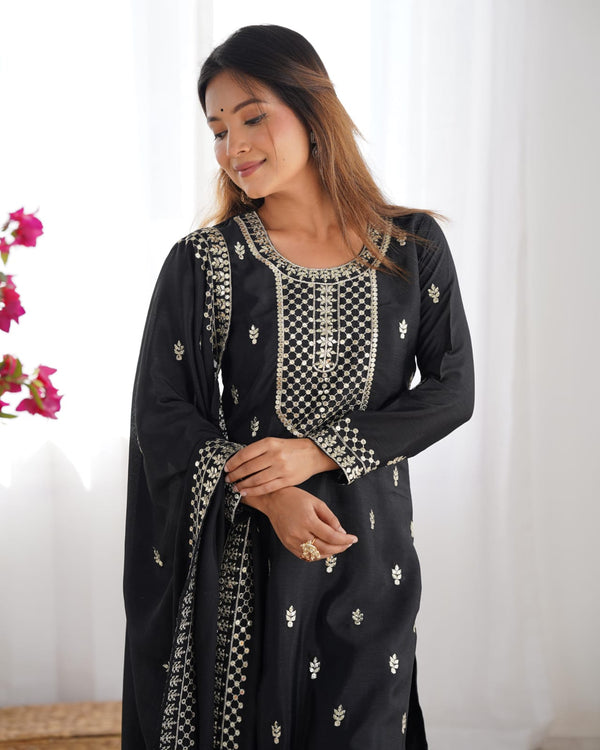Zari Embroidered with Intricate Sequins Suit