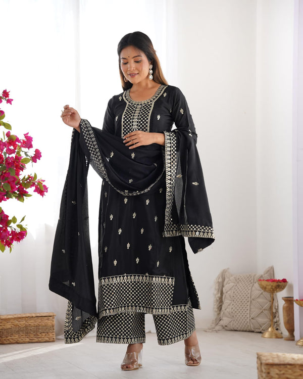 Zari Embroidered with Intricate Sequins Suit